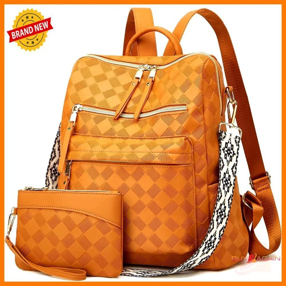 PU Leather Convertible Backpack Purse with Wallet, Travel Satchel for Women